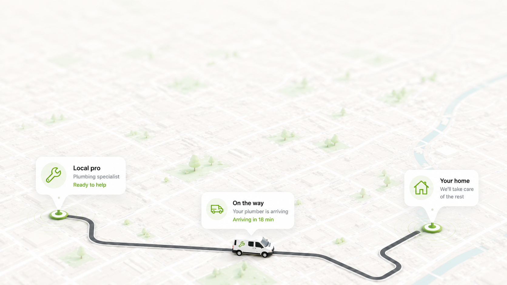 Live map showing a Trady pro on the way to your home